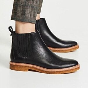 BOTKIER Black Leather Chelsea Ankle Boots with Elastic Panels